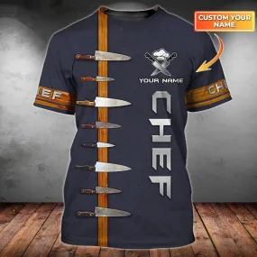 3D All Over Print Chef Personalized Name Tshirt Gift For Master Chef, Chef Gift For Men Women