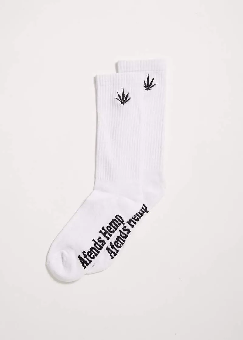 Afends HAPPY HEMP- SOCKS ONE PACK - WHITE