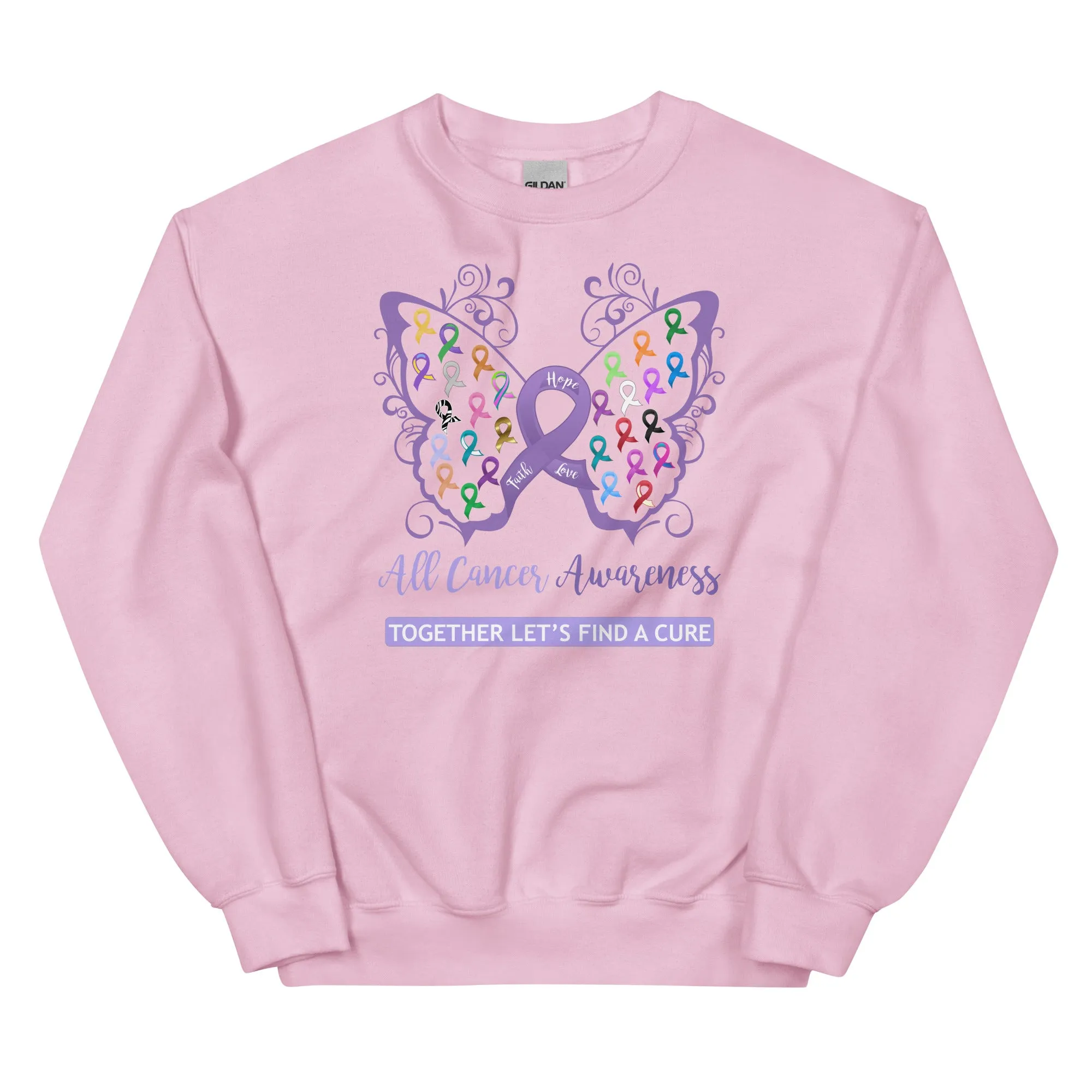 All Cancer Awareness Filigree Butterfly Sweatshirt - Several Colors Available