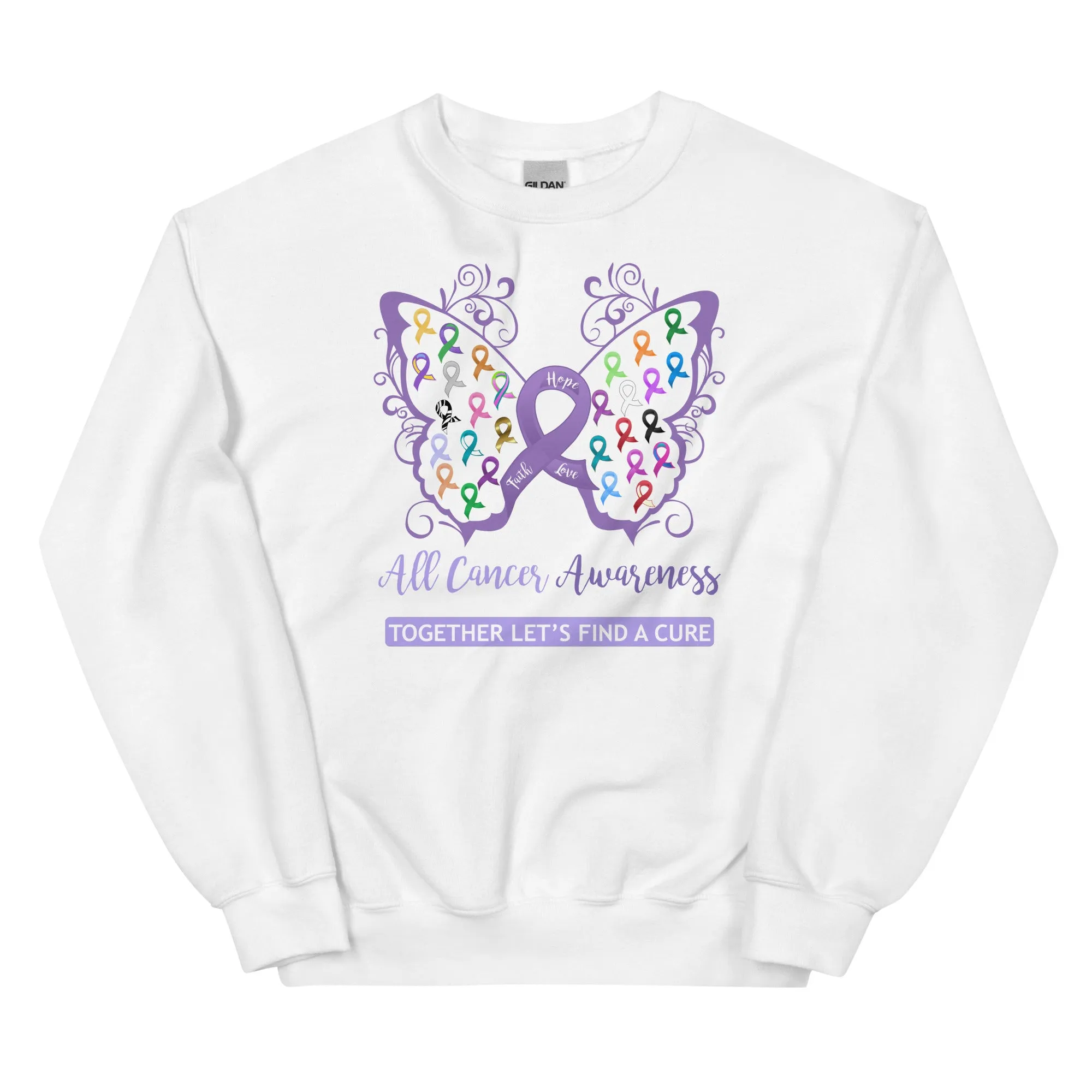 All Cancer Awareness Filigree Butterfly Sweatshirt - Several Colors Available