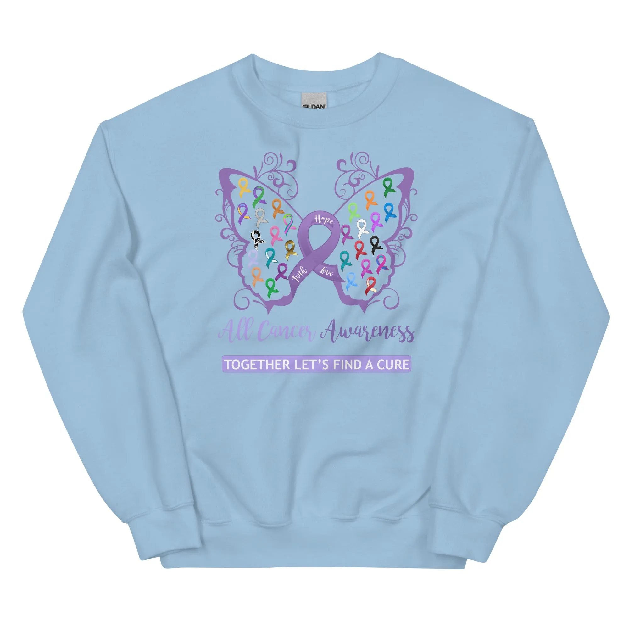 All Cancer Awareness Filigree Butterfly Sweatshirt - Several Colors Available