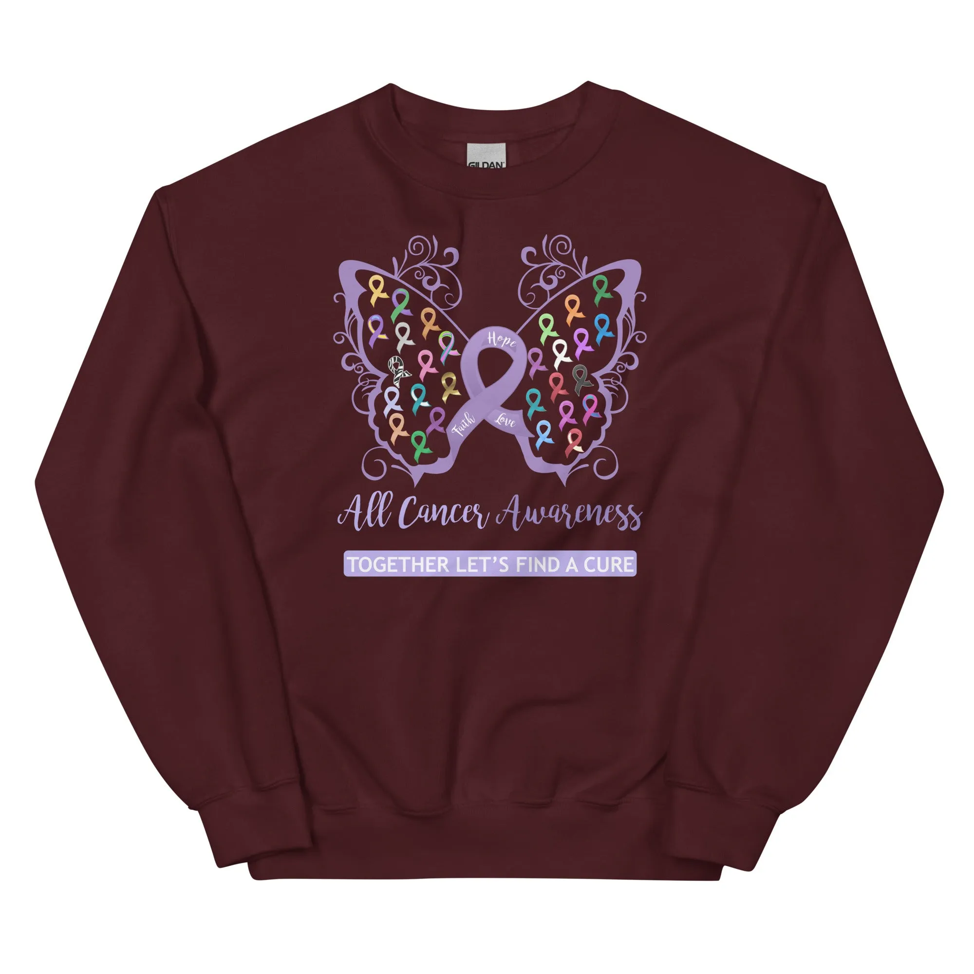 All Cancer Awareness Filigree Butterfly Sweatshirt - Several Colors Available