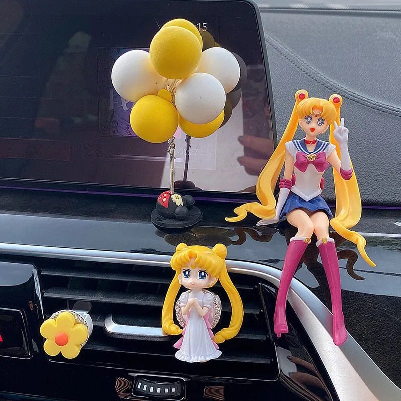 Anime Sailor Moon Beautiful Girl Action Figure Ornaments Balloon Car Accessories Auto Interior Air Outlet Decoration Girls Gifts