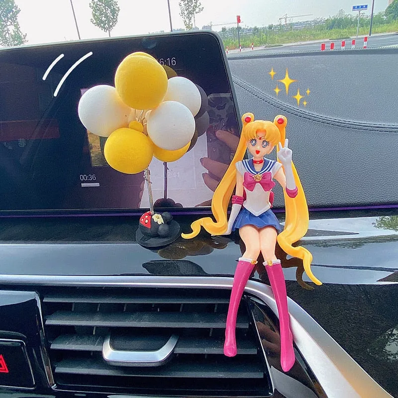 Anime Sailor Moon Beautiful Girl Action Figure Ornaments Balloon Car Accessories Auto Interior Air Outlet Decoration Girls Gifts