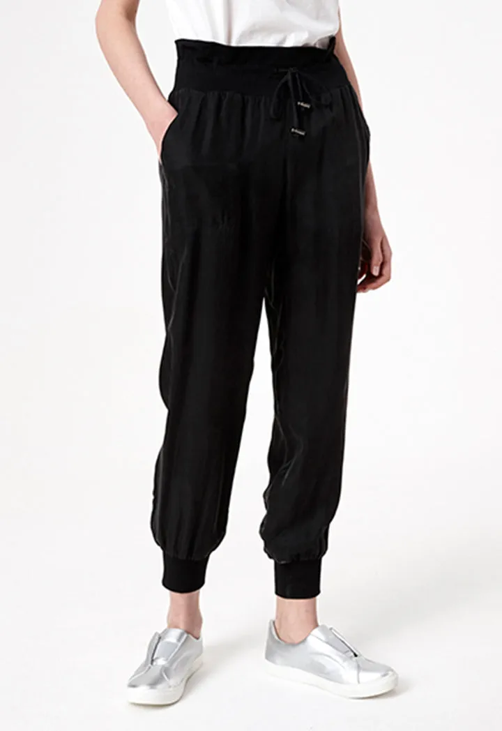 Black Tencel Track Pants