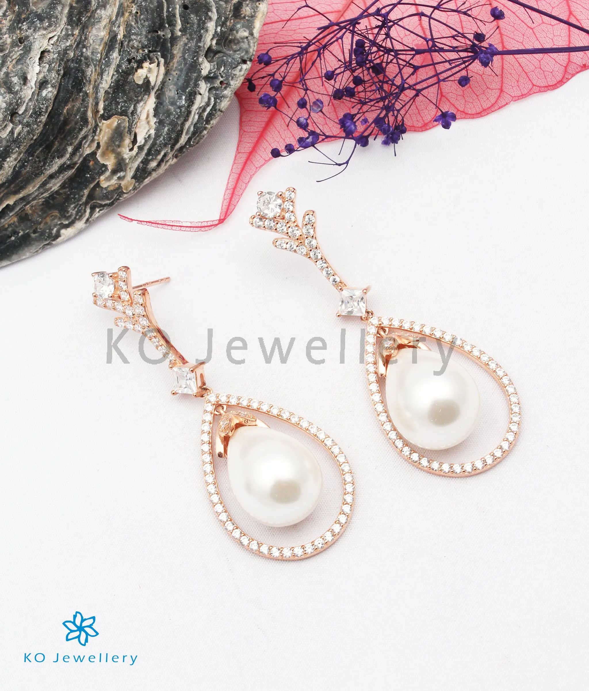 Copy of INdiranagar stock Silver Earrings - rose gold 1