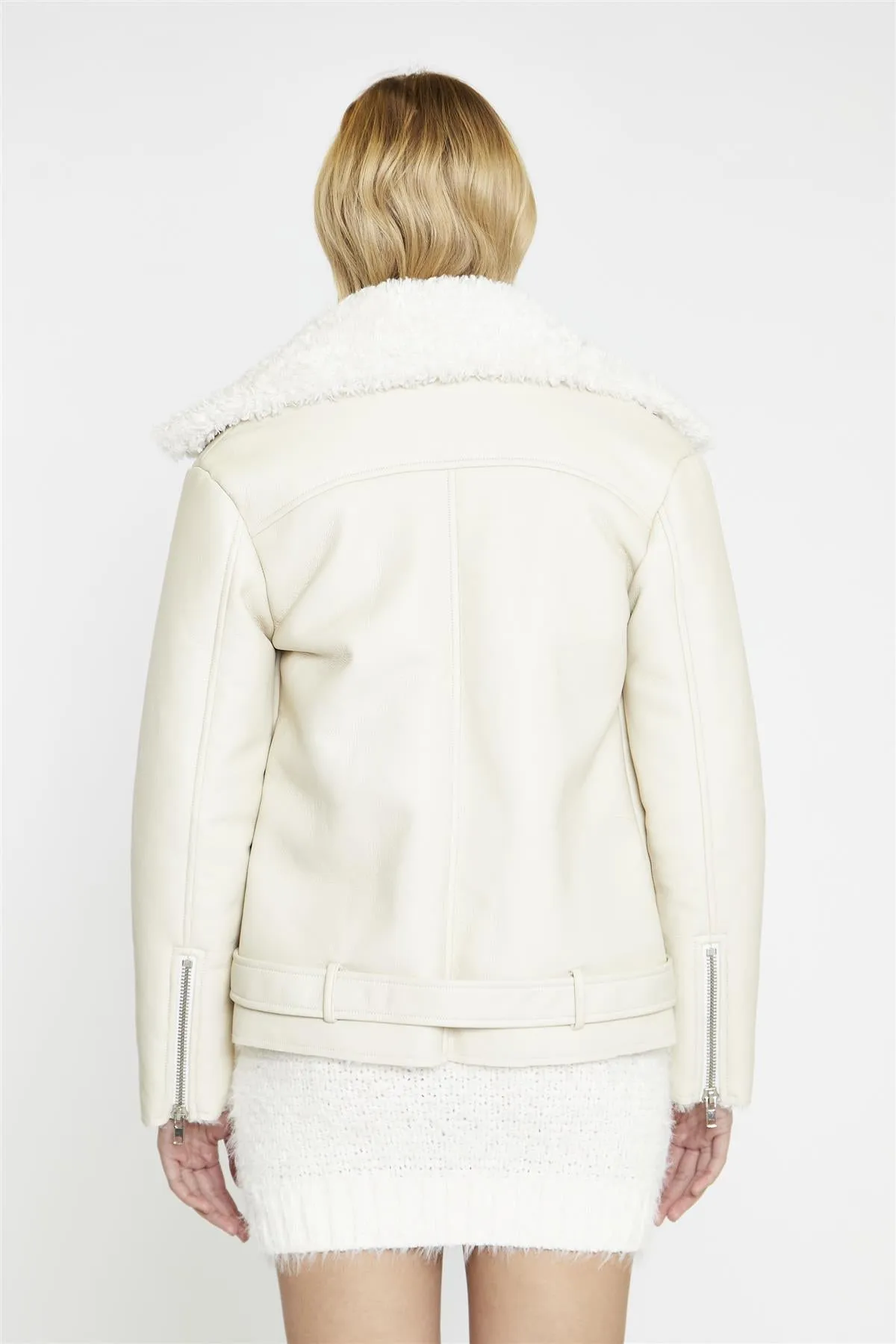 Cream Faux-Fur Aviator-Jacket