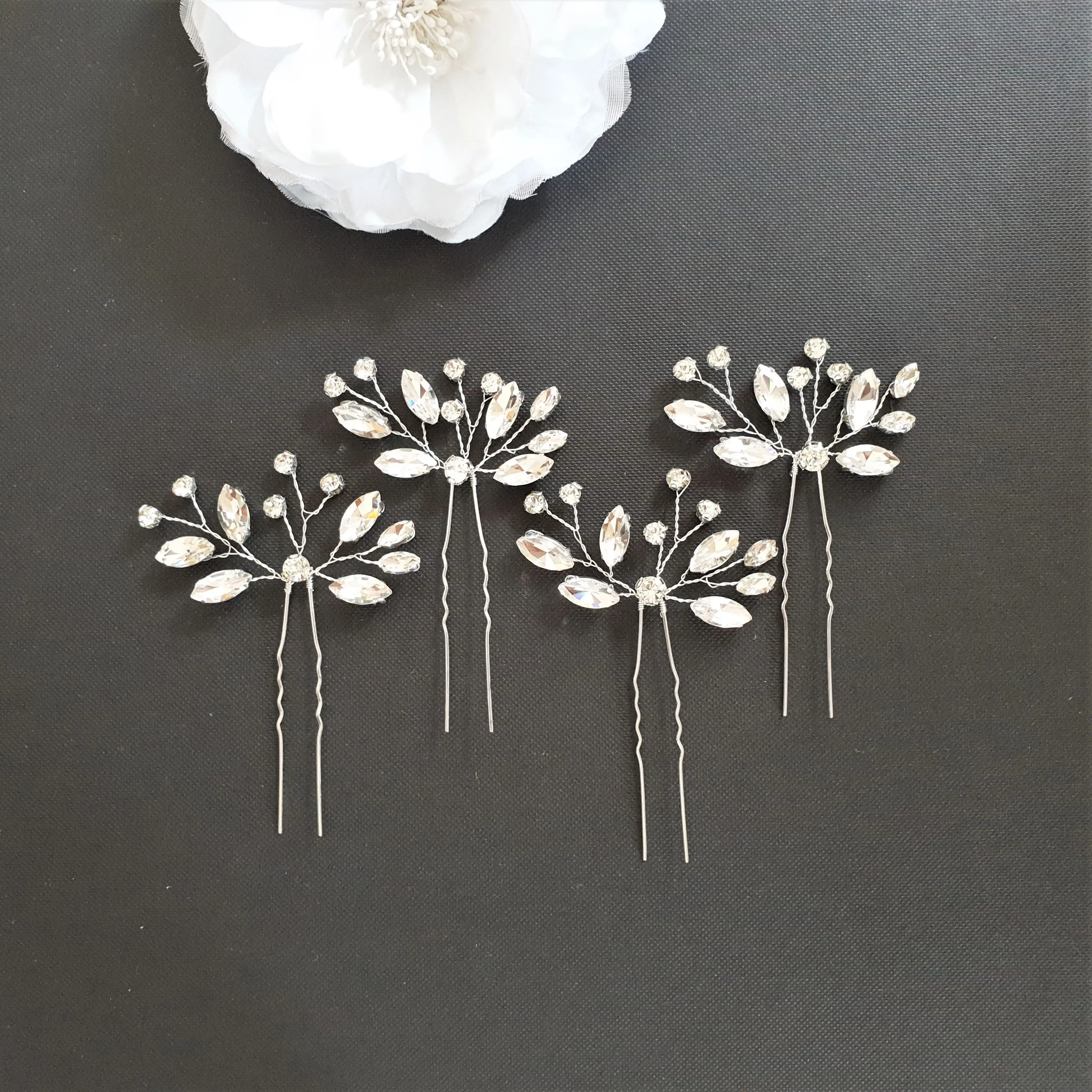 Crystal Hair Accessories Set for Weddings-Poppy