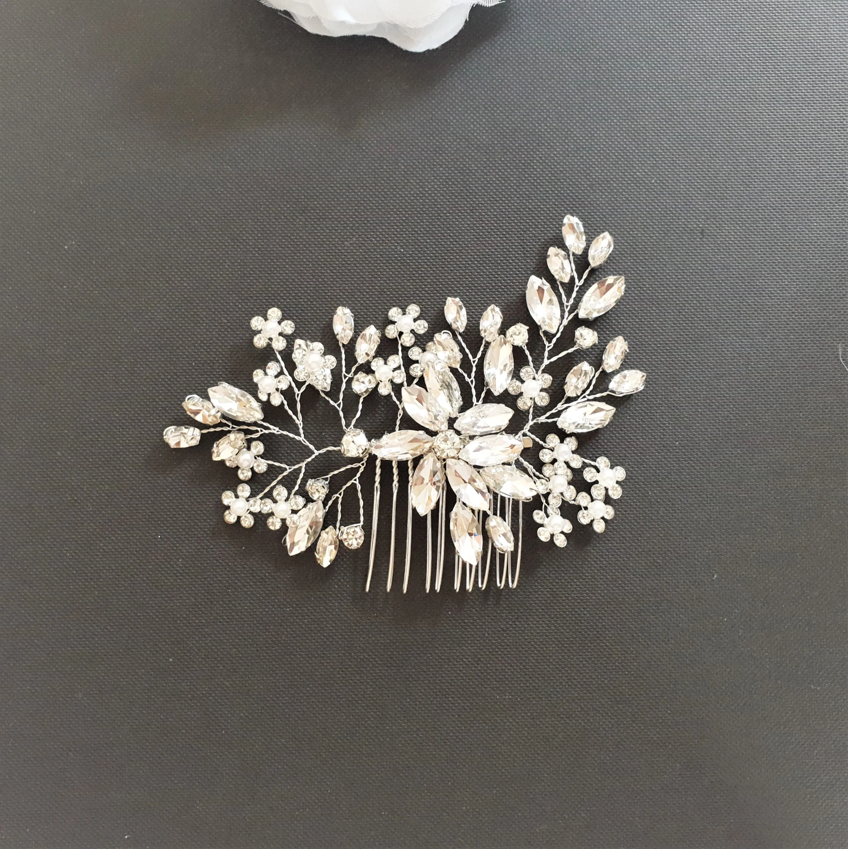 Crystal Hair Accessories Set for Weddings-Poppy