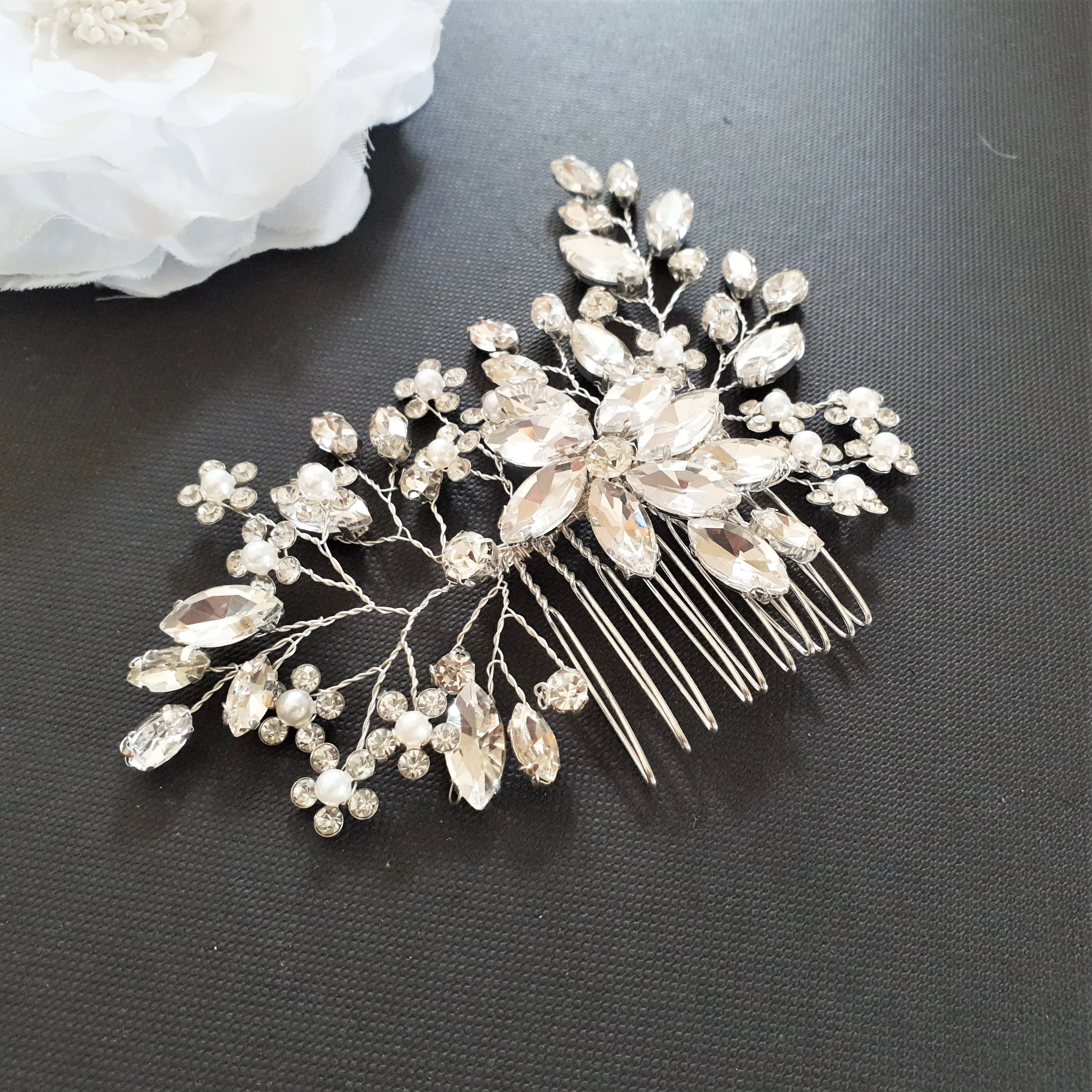 Crystal Hair Accessories Set for Weddings-Poppy