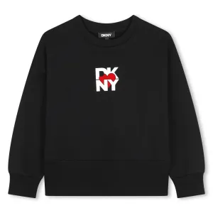 D62082-GIRL LS SWEATSHIRT W FRONT ILLUSTRATION-Black