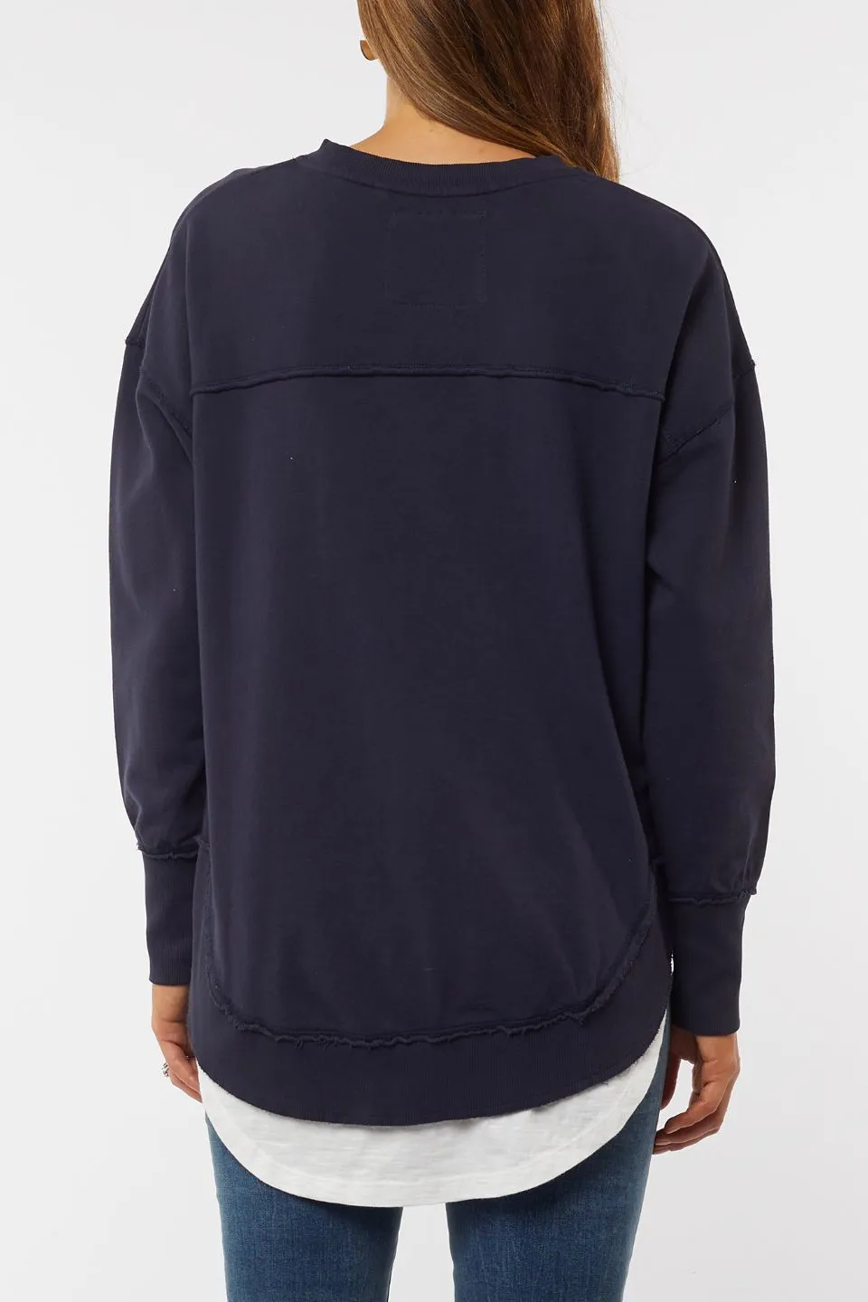 Delilah Navy Crew Fleece