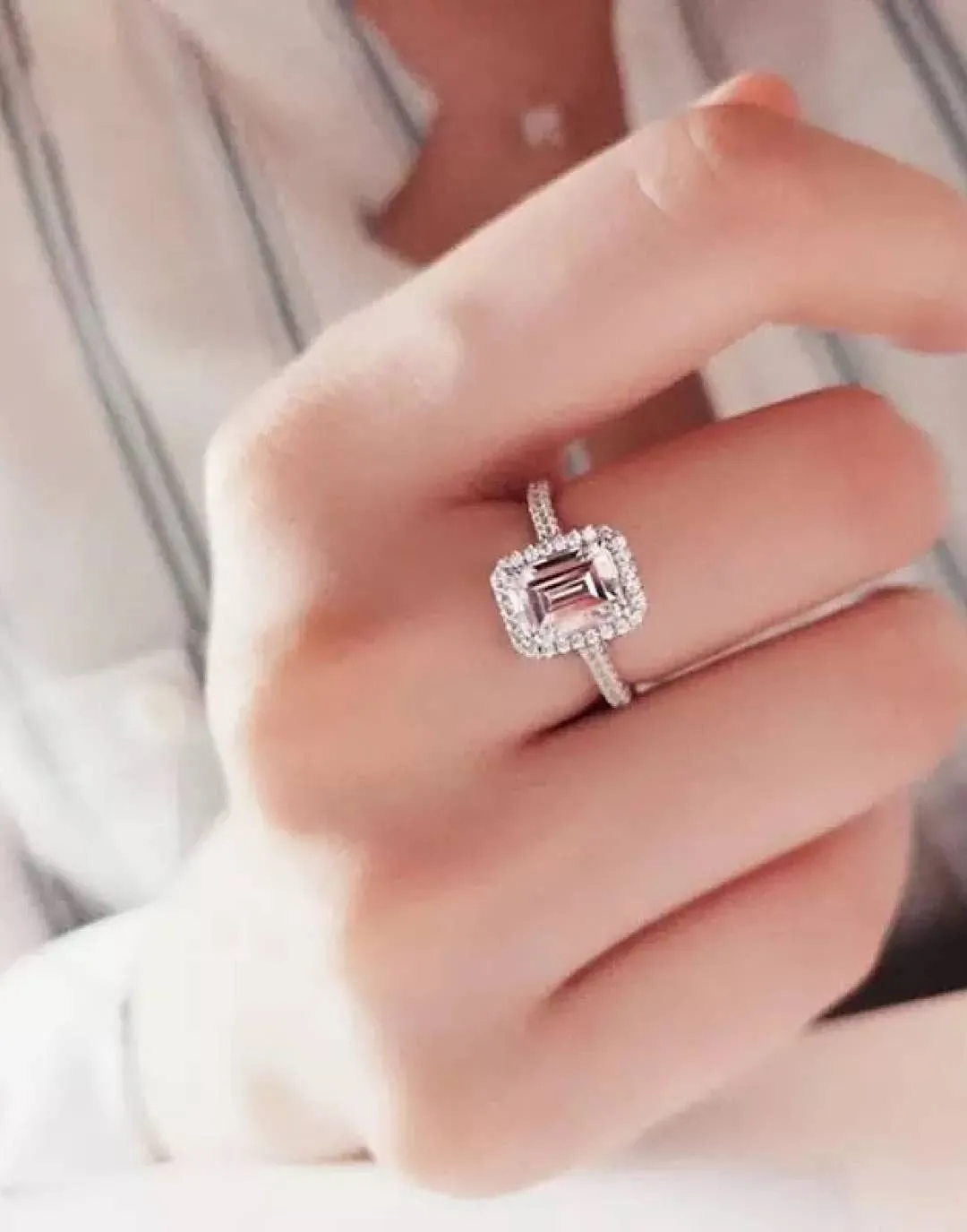 Emerald Cut Gemstone Diamond Ring