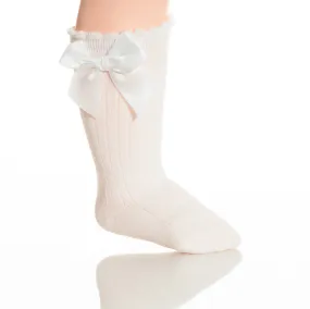 Girls Cotton Bow Knee Socks