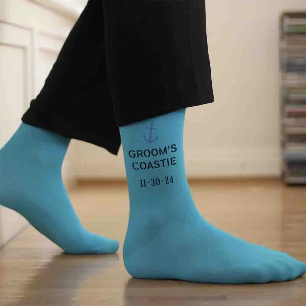 Groom’s Coastie - Personalized Wedding Socks with Date