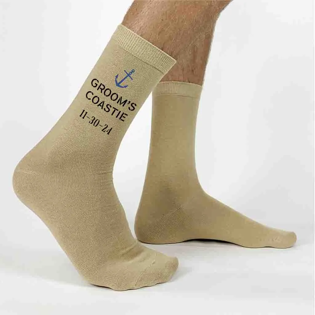 Groom’s Coastie - Personalized Wedding Socks with Date