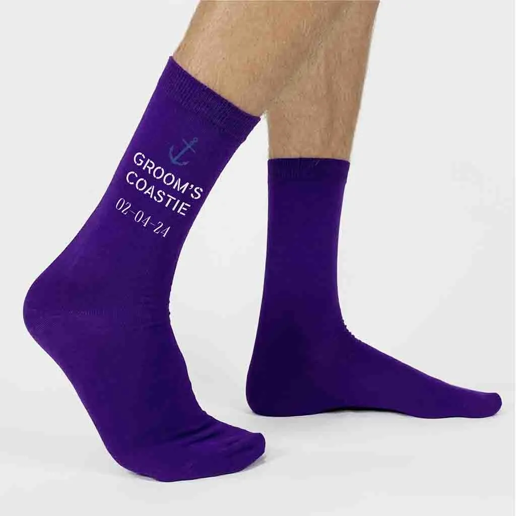 Groom’s Coastie - Personalized Wedding Socks with Date