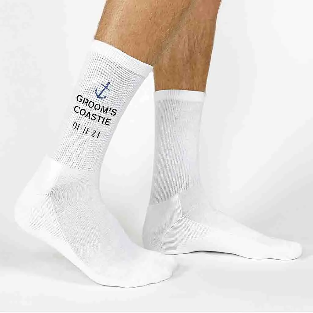 Groom’s Coastie - Personalized Wedding Socks with Date