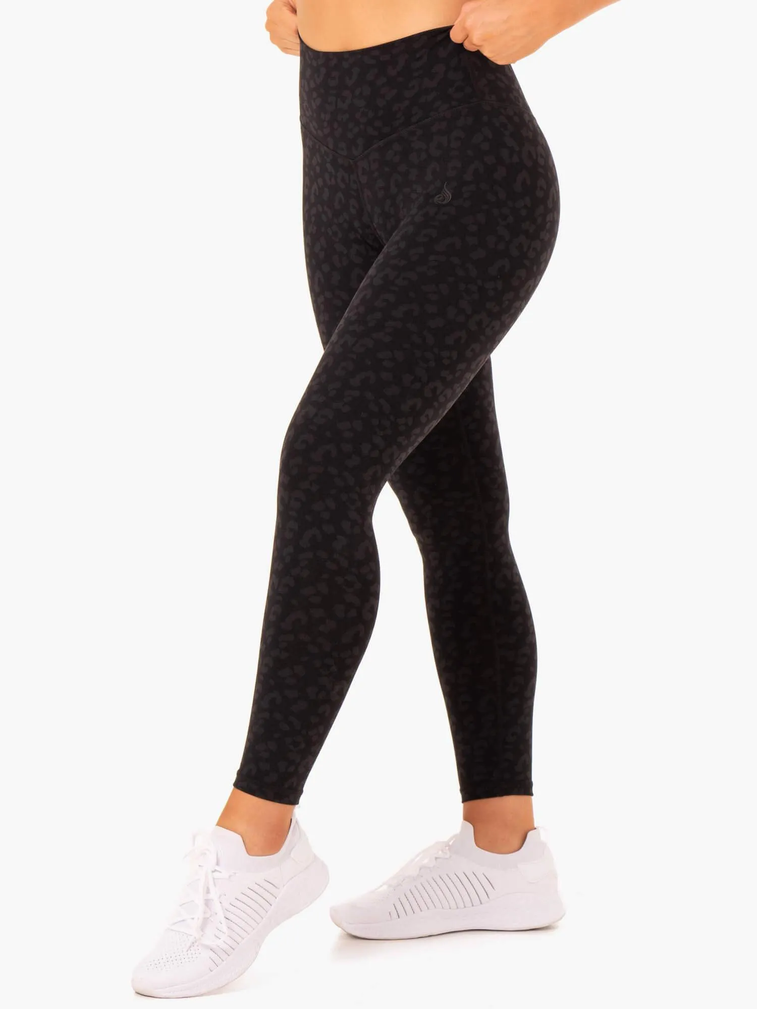 Hybrid Full Length Leggings - Black Leopard