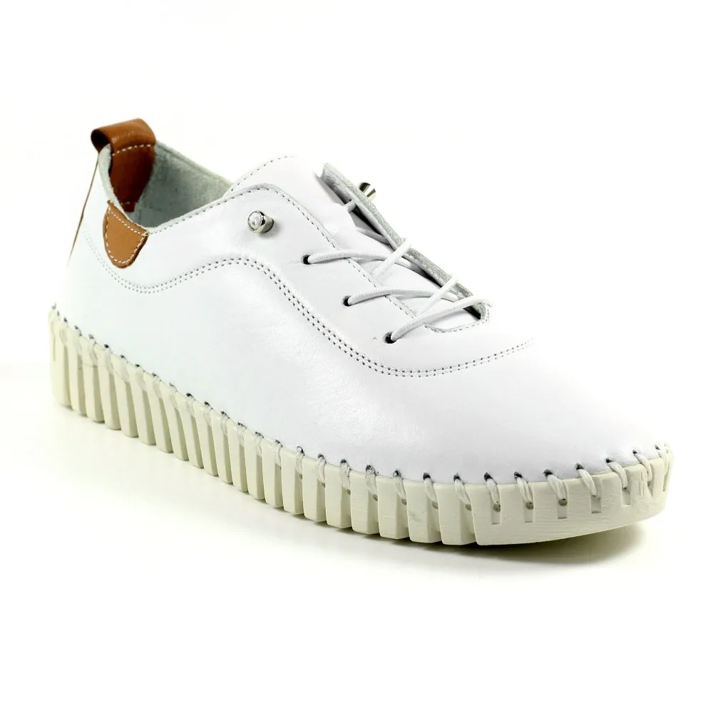 Ladies Soft White Leather Shoes Flamborough Plimsoles Lunar Shoes sale