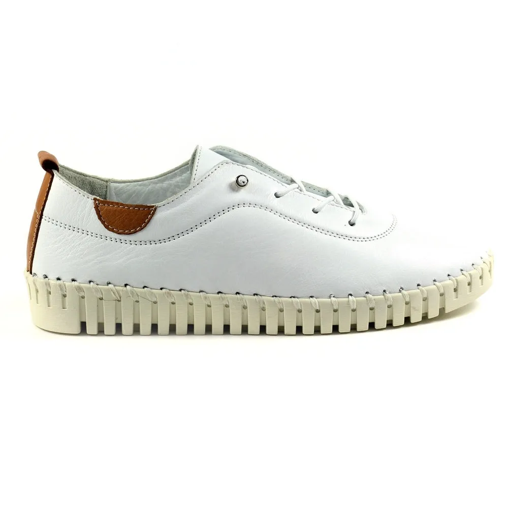 Ladies Soft White Leather Shoes Flamborough Plimsoles Lunar Shoes sale