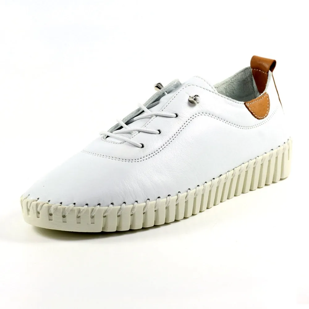 Ladies Soft White Leather Shoes Flamborough Plimsoles Lunar Shoes sale