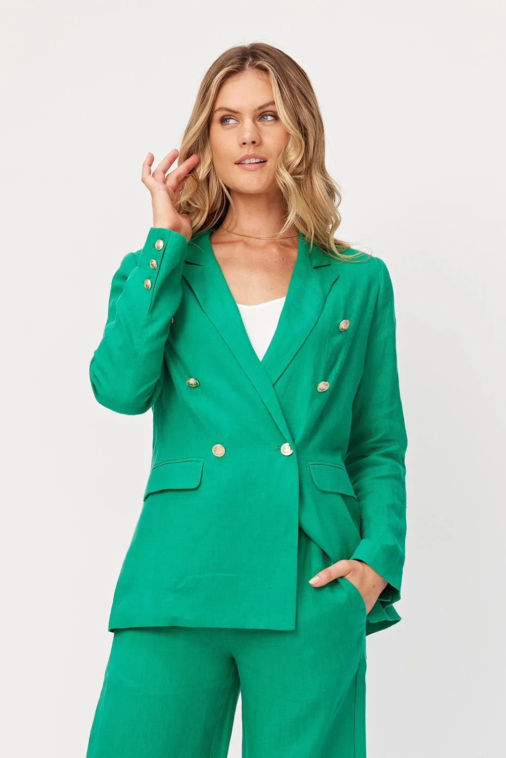 Lemon Tree Design Jordon Linen Jacket - Green