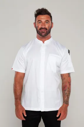 Mandarin White Chef jacket Zip