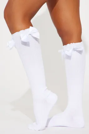 Missy Bow Socks - White