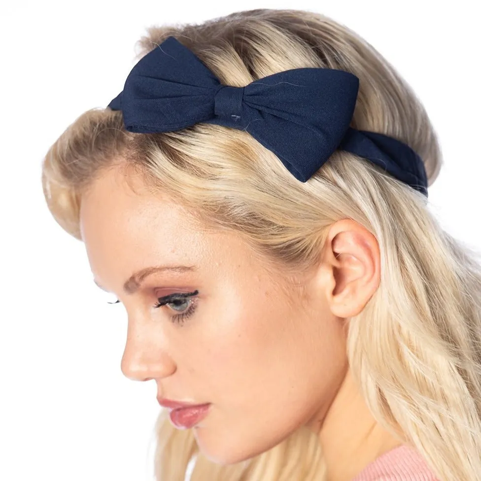 Navy Blue Vintage Bow Detail Headband