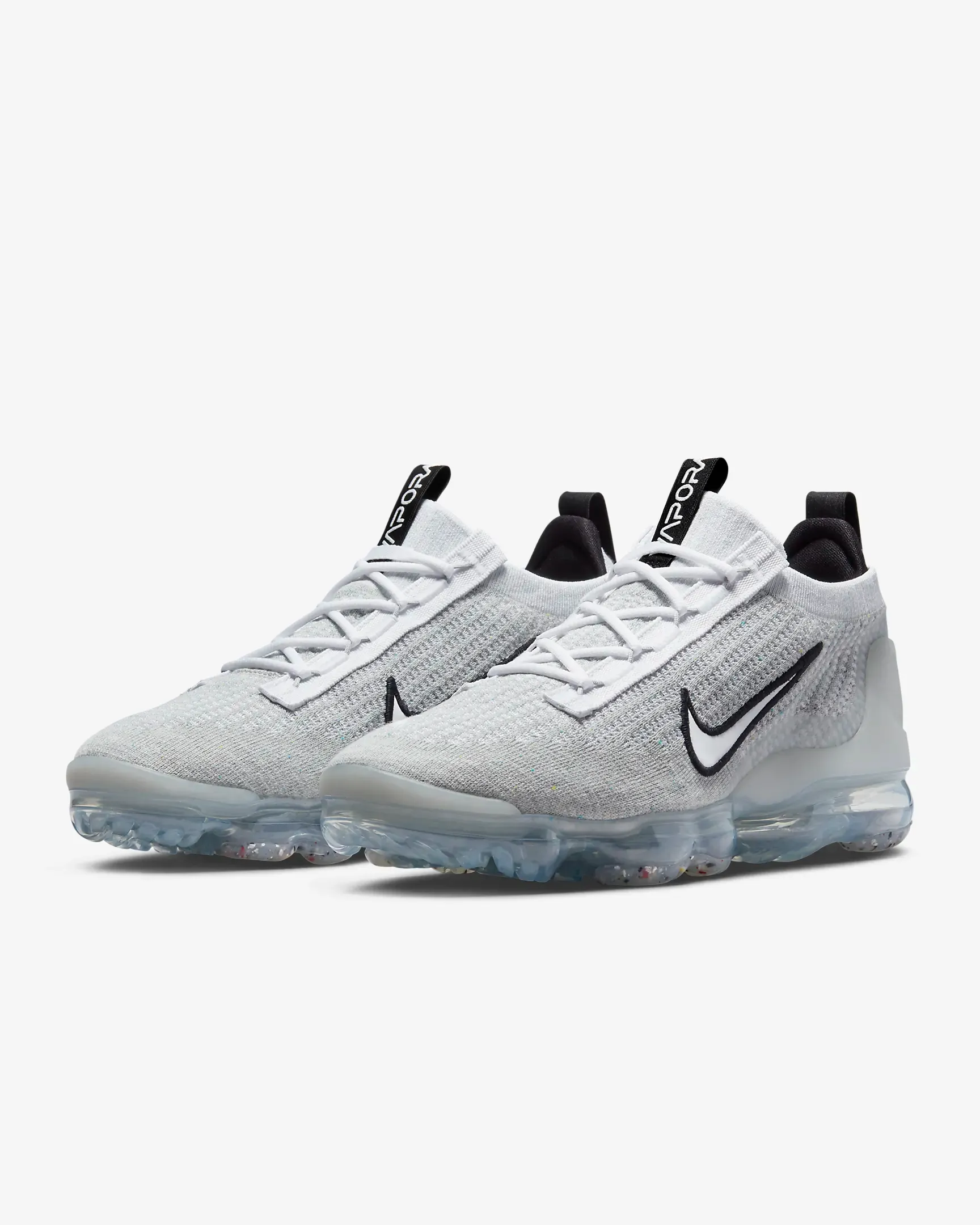 Nike Men's Air VaporMax 2021 FK Shoes - White / Black / Metallic Silver