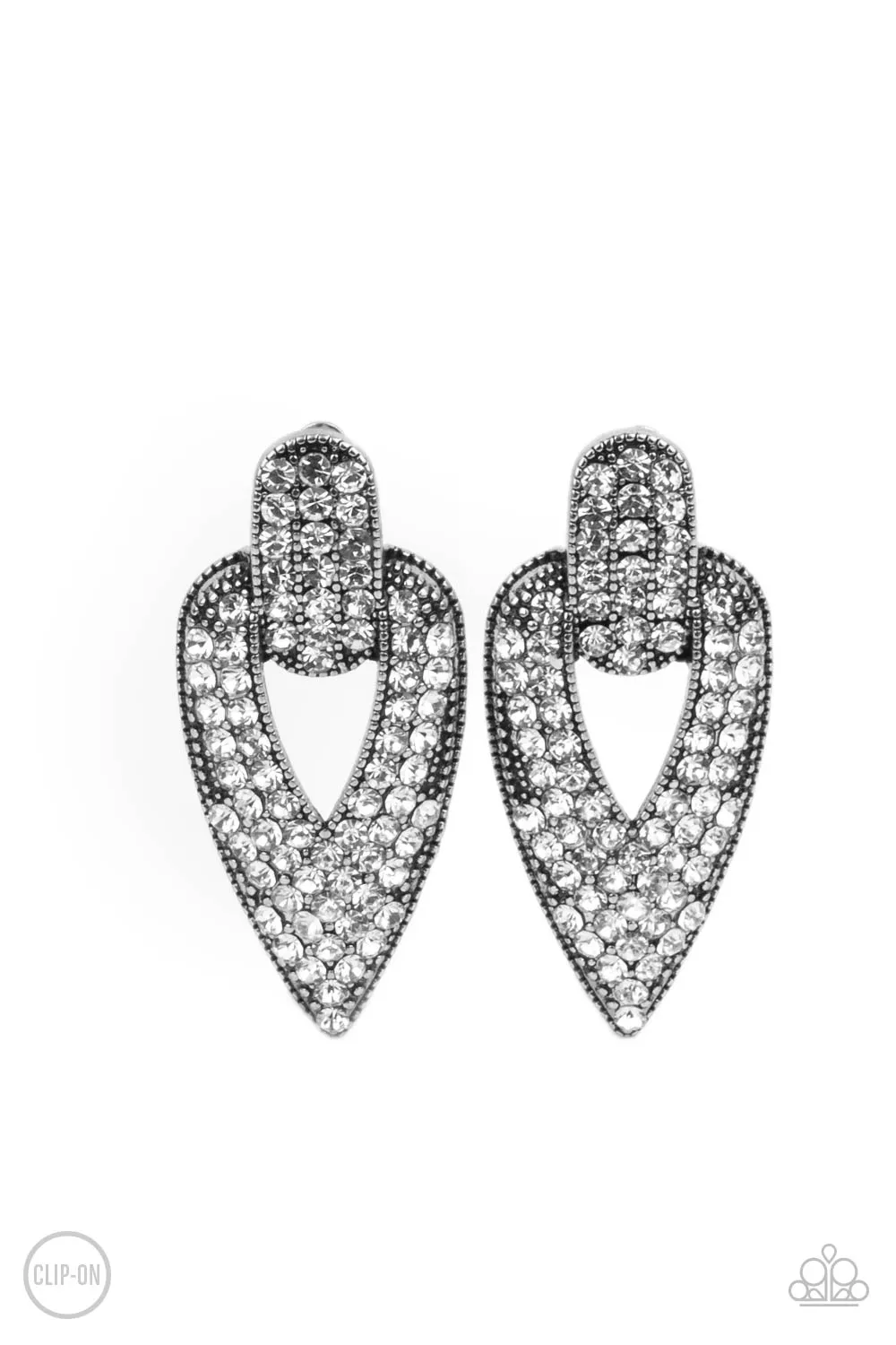 Paparazzi Accessories - Blinged Out Buckles - White Earrings