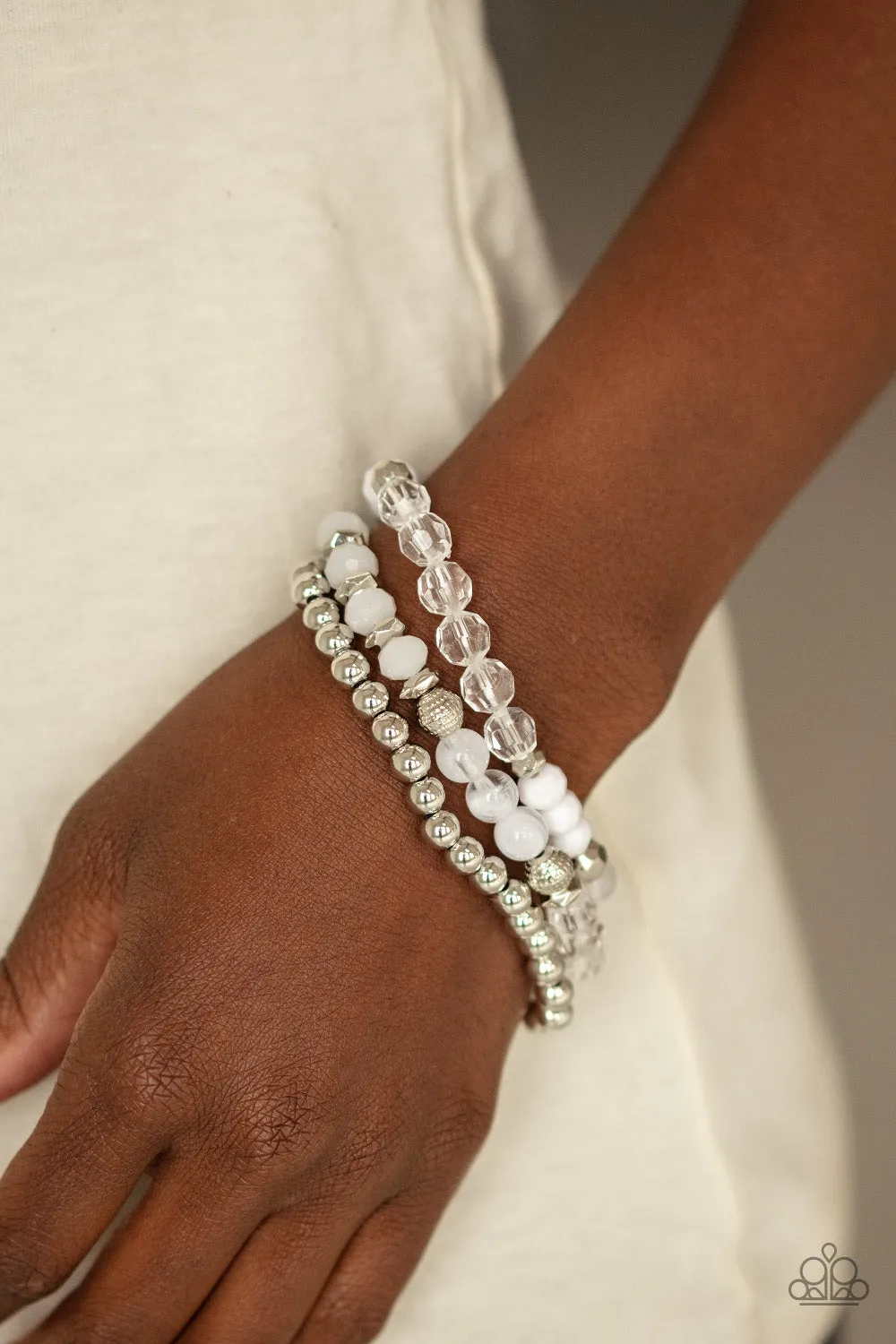 Paparazzi Accessories - Sugary Shimmer - White Bracelet