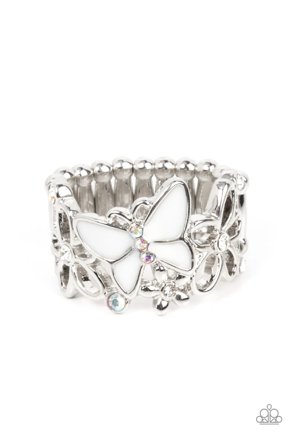 Paparazzi All FLUTTERED Up - White Butterfly Ring