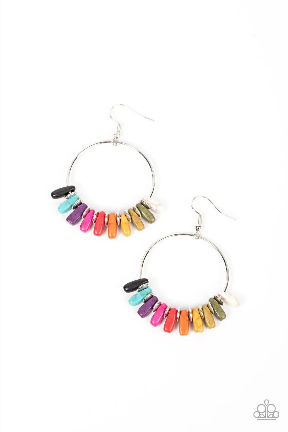 Paparazzi Earthy Ensemble - Multi Rainbow Color Hoop Earrings