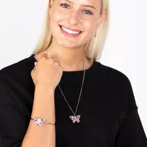 Paparazzi Free-Flying Flutter Pink Necklace & Butterfly Beatitude Pink Bracelet