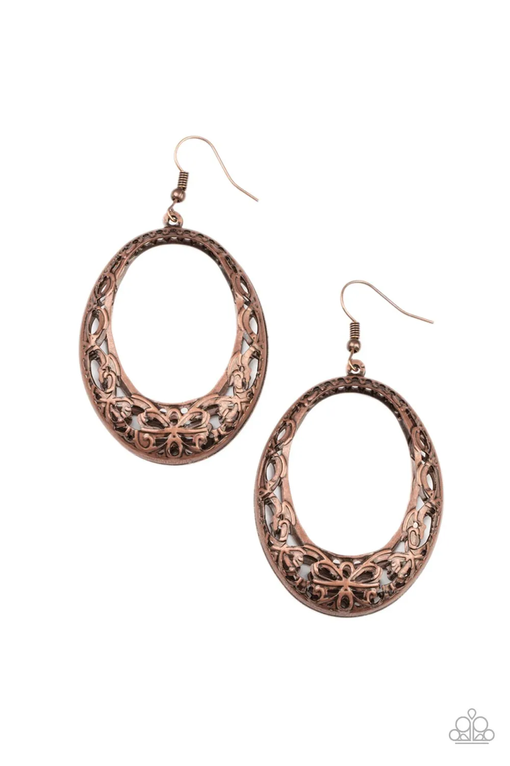 Paparazzi Gardenista Grandeur - Copper Floral Filigree Earring