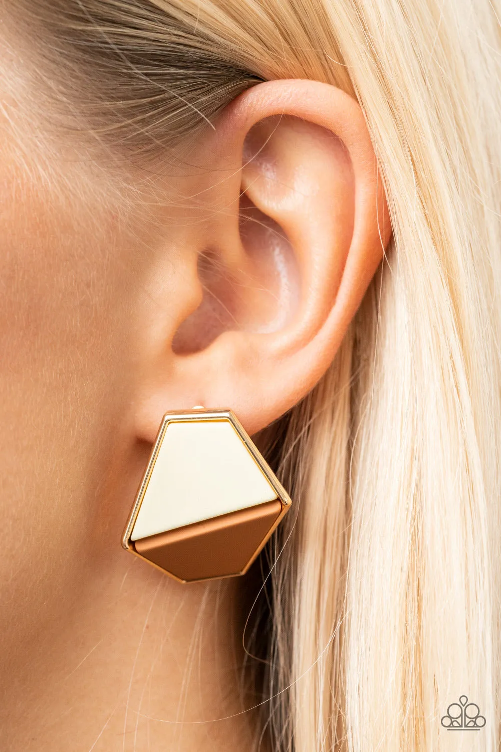 Paparazzi Generically Geometric - Brown Earrings