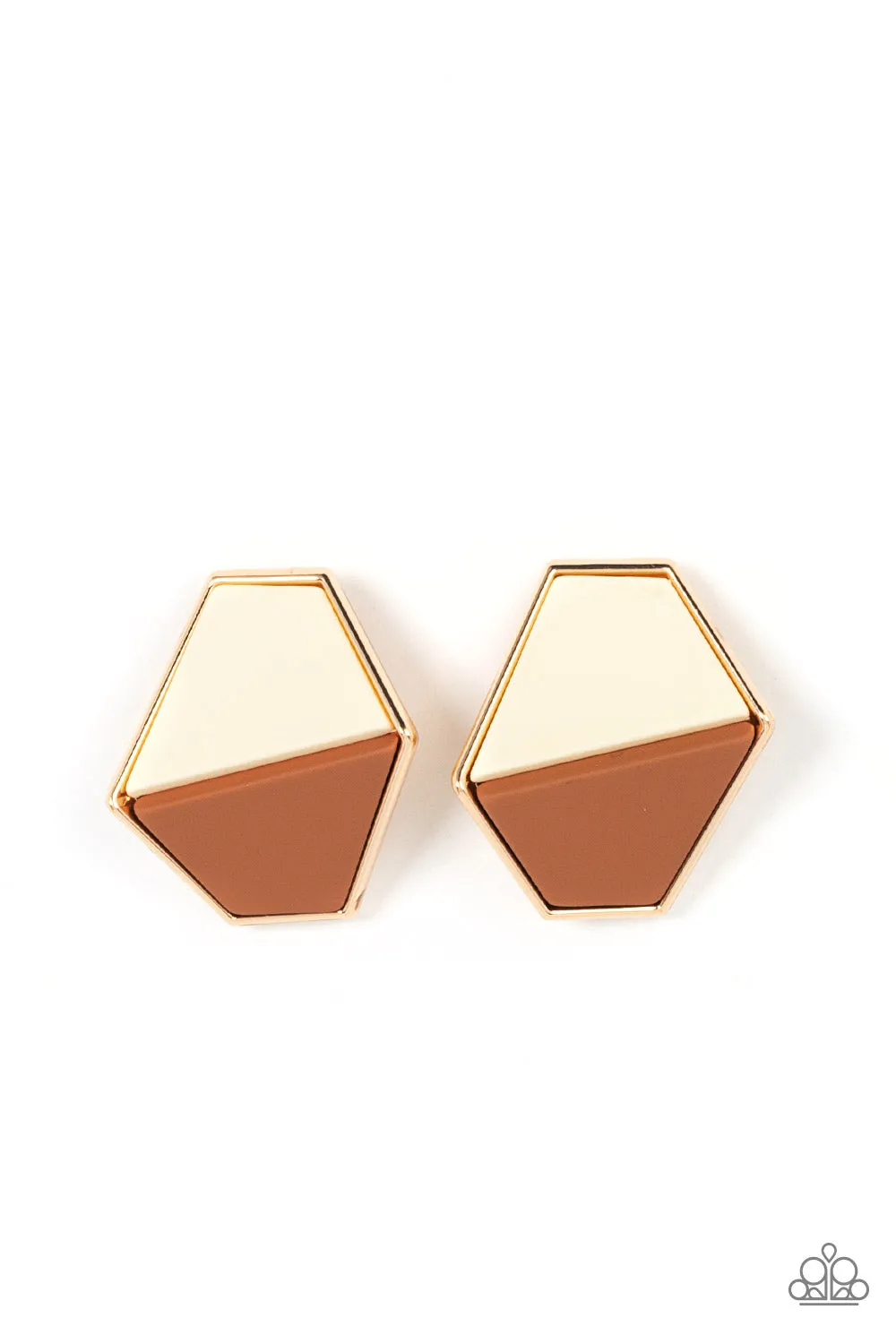 Paparazzi Generically Geometric - Brown Earrings