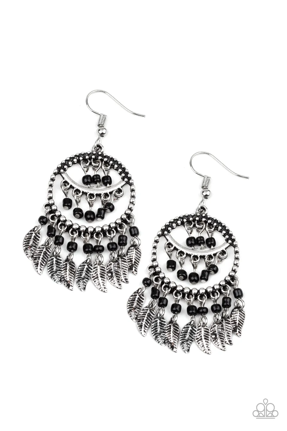 Paparazzi Herbal Remedy - Black Seed Beads Fringe Earrings