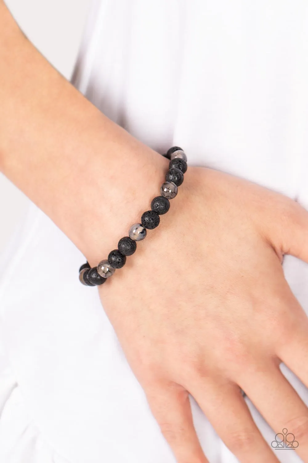 Paparazzi Molten Mogul - Black Lava Rock Stretchy Bracelet