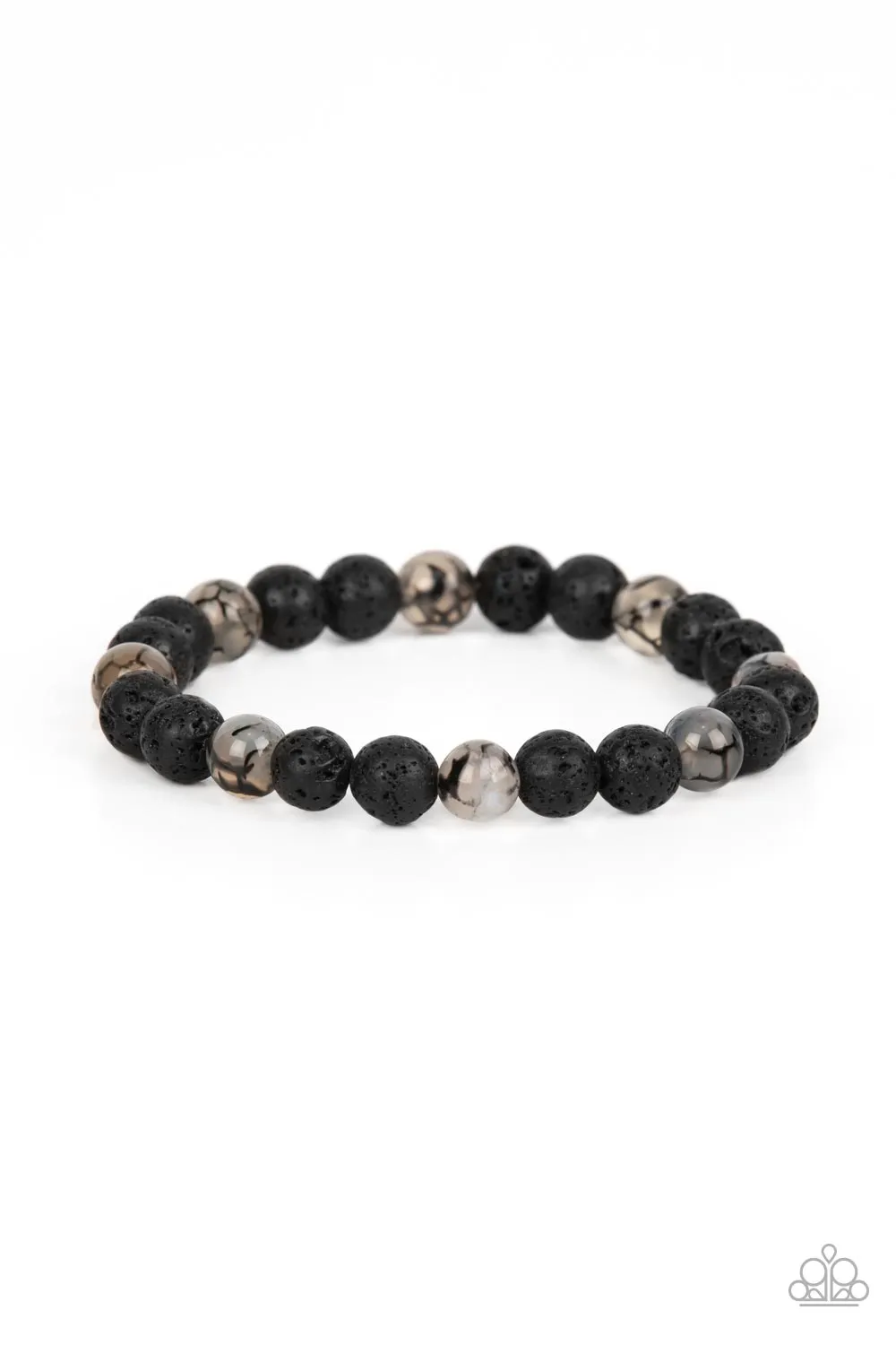 Paparazzi Molten Mogul - Black Lava Rock Stretchy Bracelet