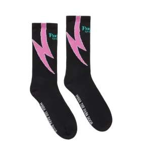 Phobia adult black sock PHA00685 pink screaming skulls - one size