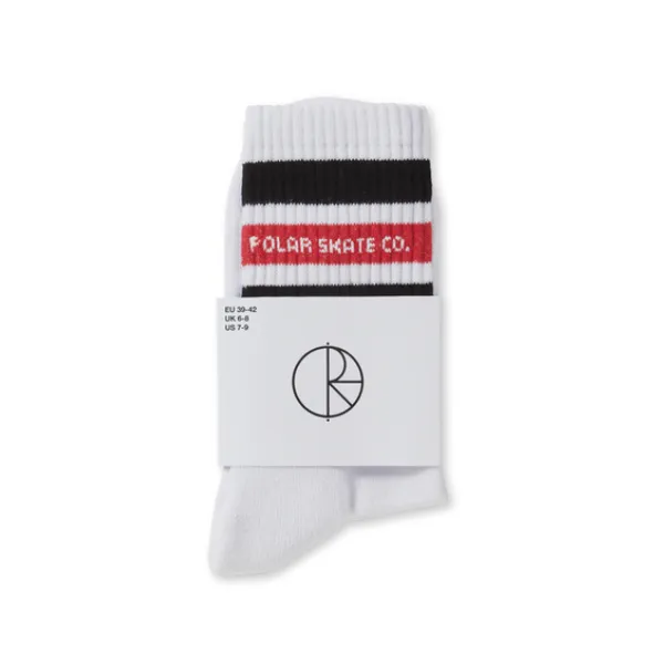 Polar Skate Co. Fat Stripe Socks - White/Black/Red