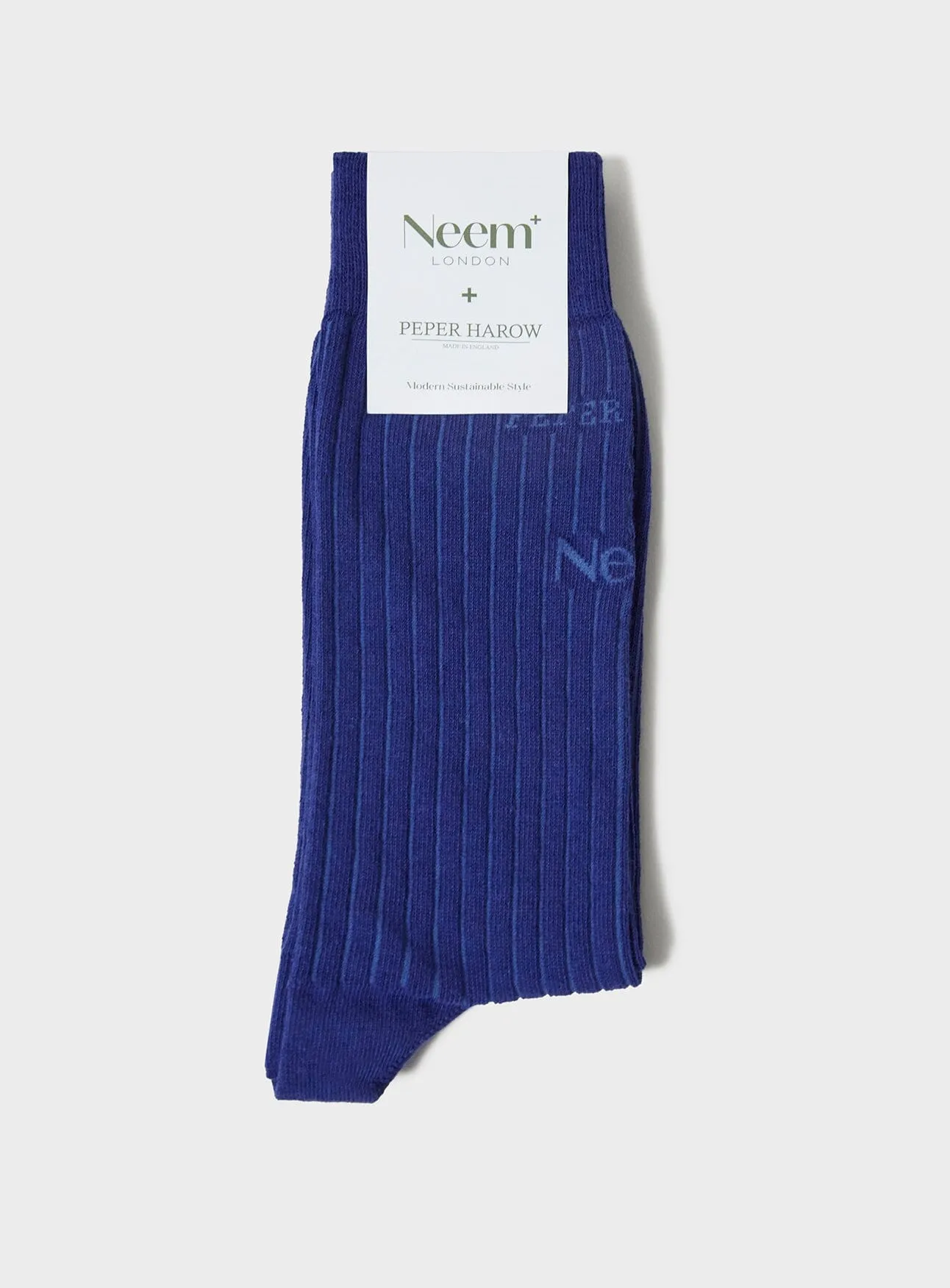 Recycled British Ribbed Cotton Blue Men's Socks