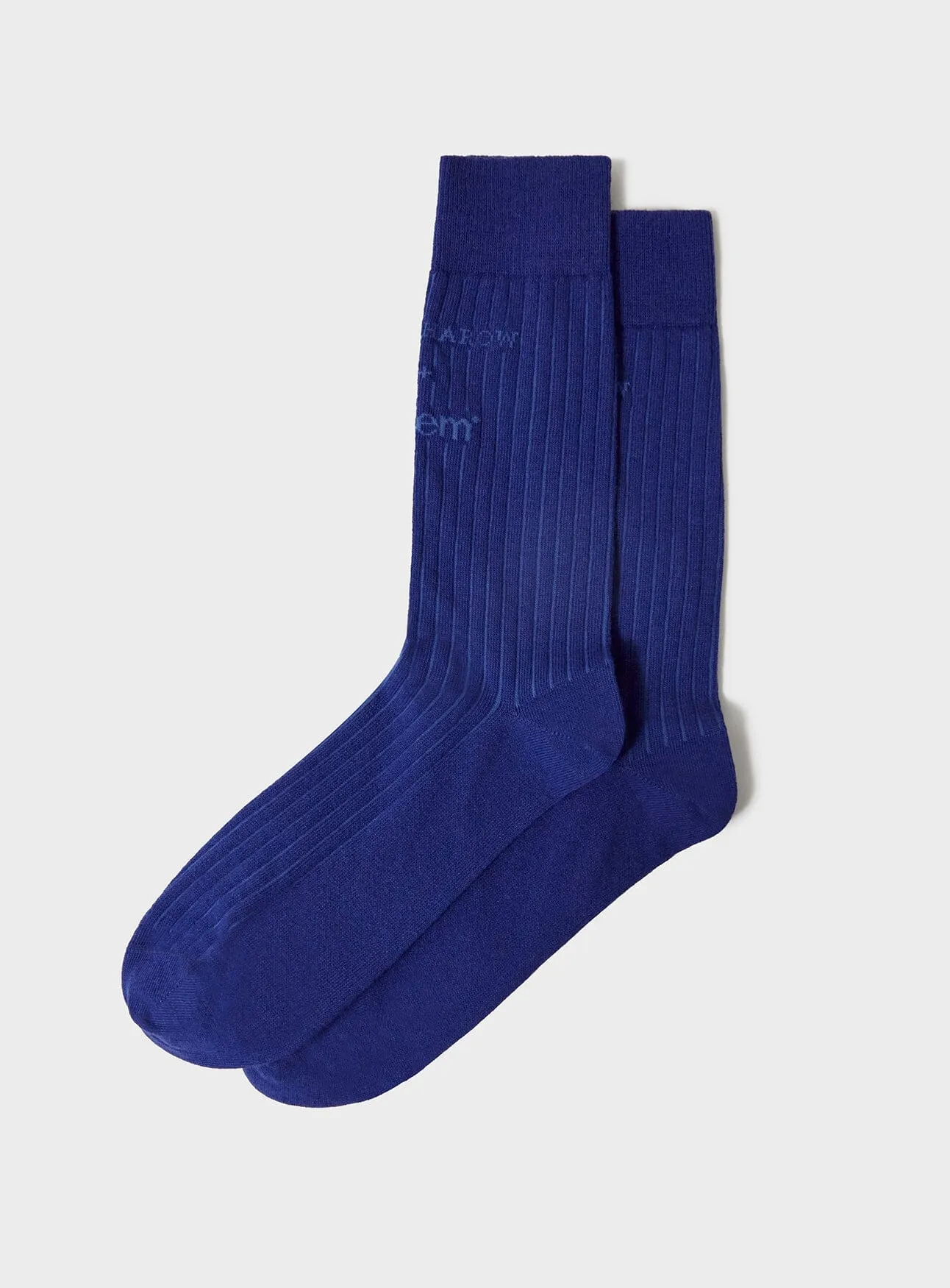 Recycled British Ribbed Cotton Blue Men's Socks