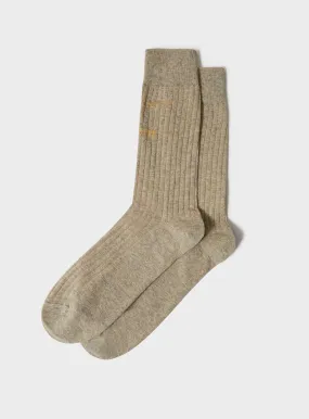 Recycled Ribbed Cotton Oatmeal Men's Socks