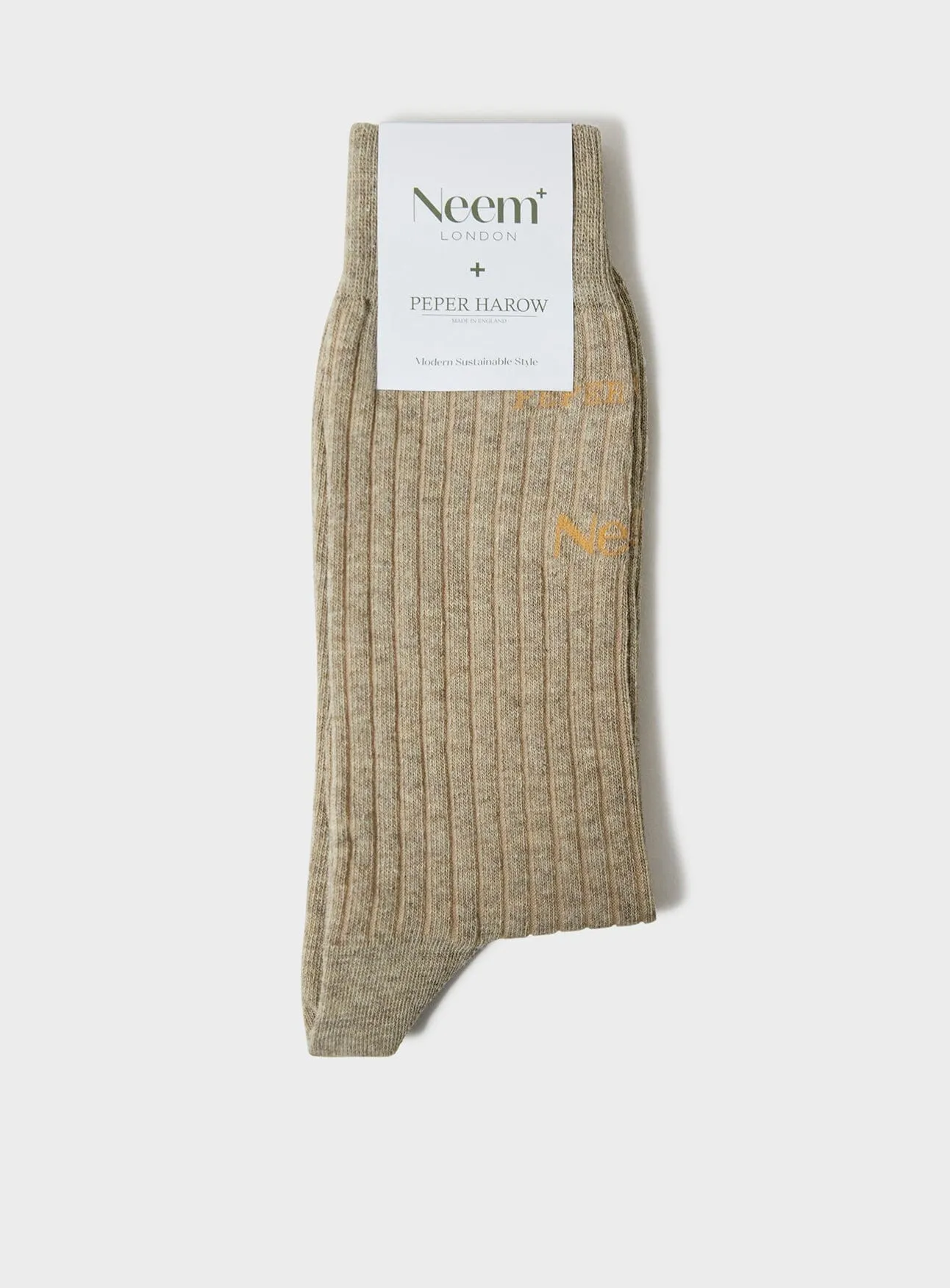 Recycled Ribbed Cotton Oatmeal Men's Socks