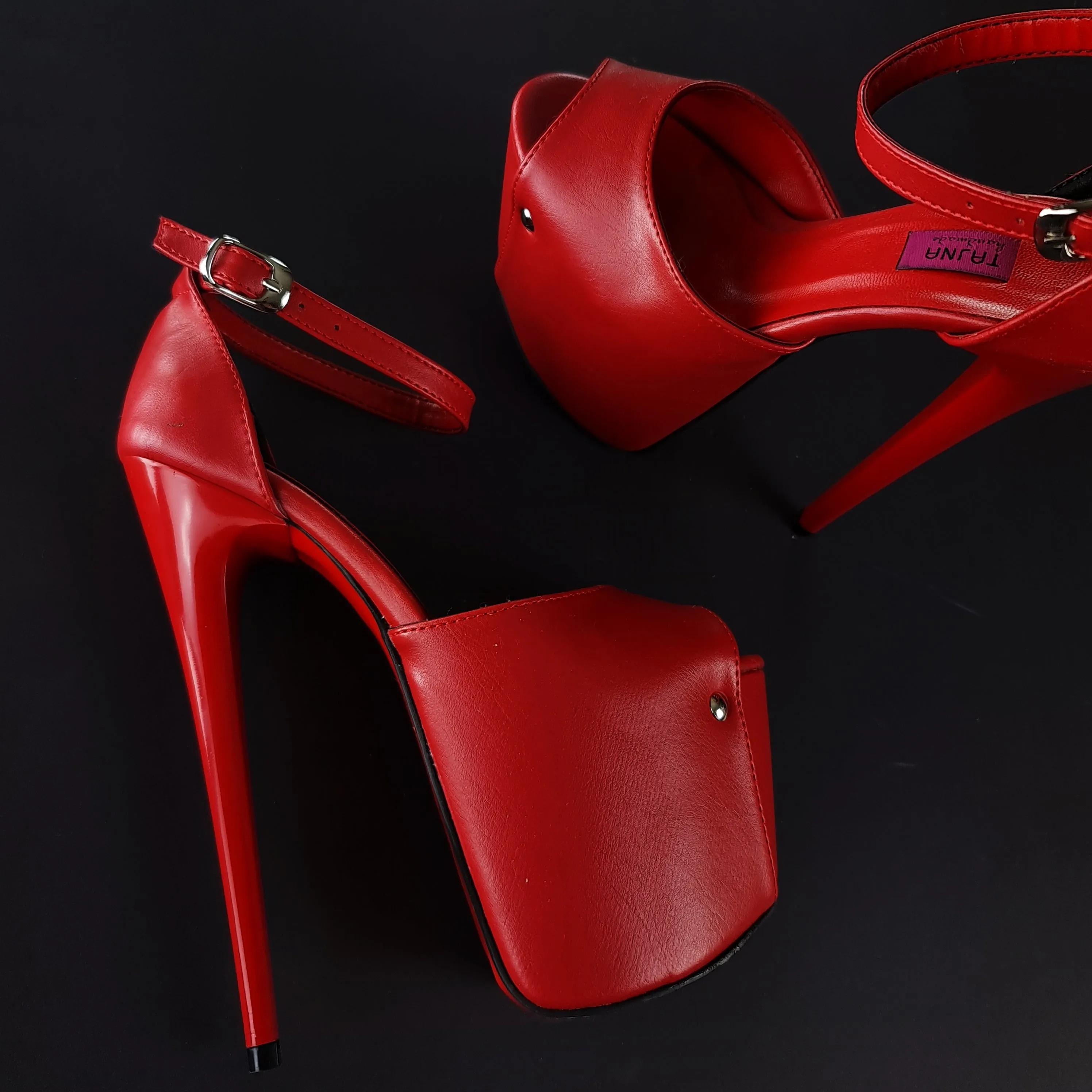 Red Matte Classic Ankle Strap High Heels