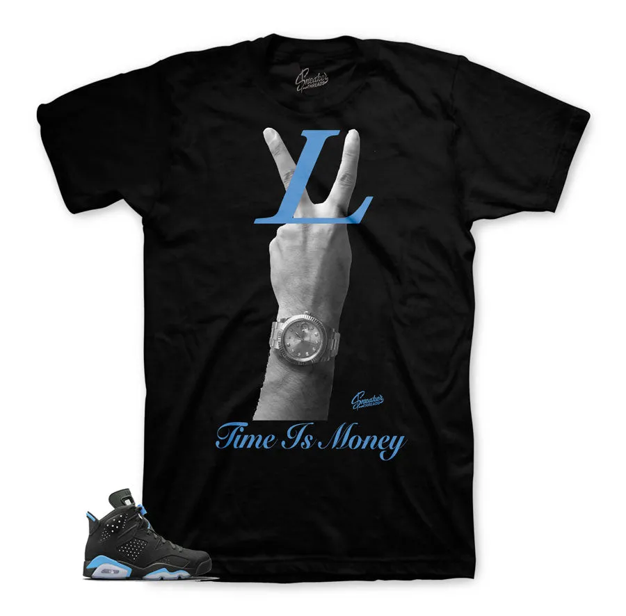 Retro 6 University Blue Shirt - Time Is Money - Black